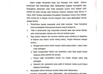 Ini Imbauan Pemkot Kepada Para Camat, Lurah dan Sangadi Mengenai Pelaksanaan Pasar Ramadhan