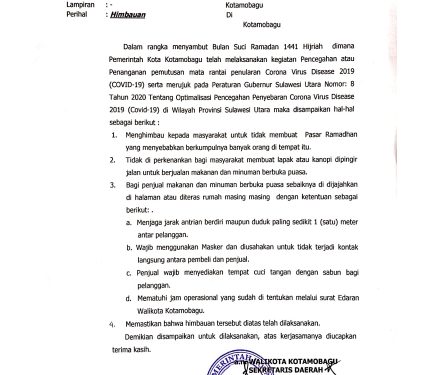 Ini Imbauan Pemkot Kepada Para Camat, Lurah dan Sangadi Mengenai Pelaksanaan Pasar Ramadhan