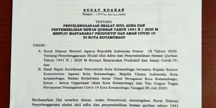 Pemkot Atur Ketentuan Penyelenggaraan Sholat Idul Adha dan Penyembelihan Hewan Kurban