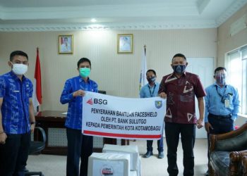 Pemkot Terima 2.000 Face Shield dari BSG Cabang Kotamobagu