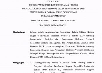 Ini Sanksi Bagi Pelanggar Protokol Kesehatan di Kota Kotamobagu