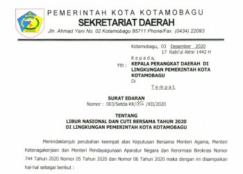 Pemkot Keluarkan Edaran Terkait Libur dan Cuti Bersama