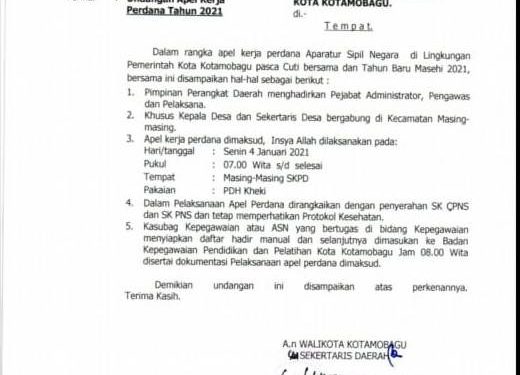 4 Januari, ASN Pemkot Apel Kerja Perdana