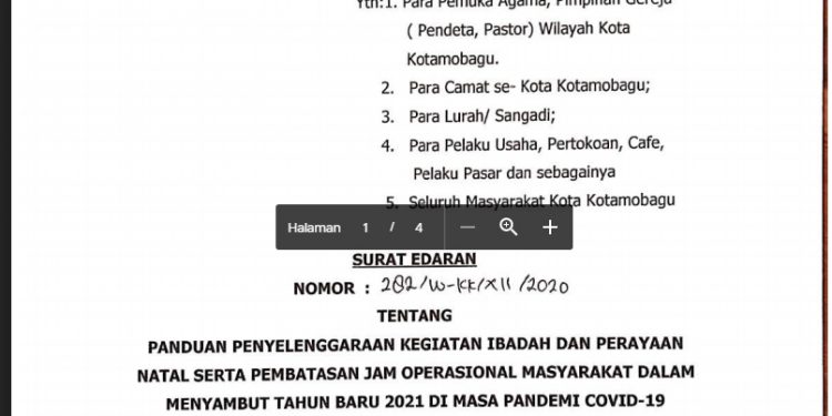 Pemkot Keluarkan Edaran Tentang Panduan Penyelenggaraan Ibadah dan Perayaan Natal. Begini Isinya