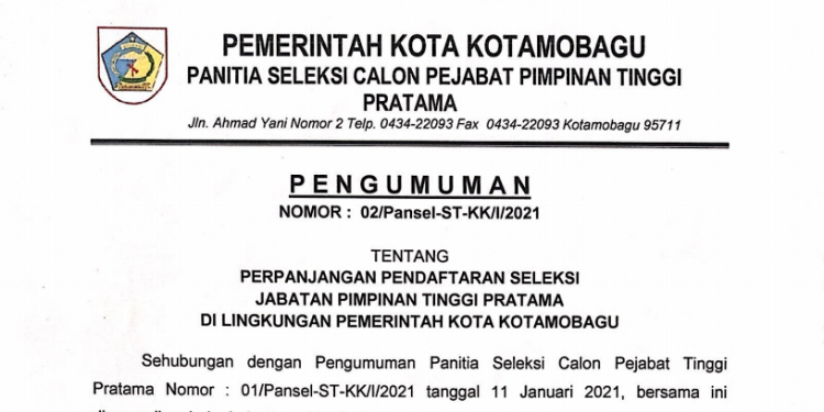 Waktu Pendaftaran Seleksi Calon Pejabat Tinggi Pratama Ditambah Tiga Hari