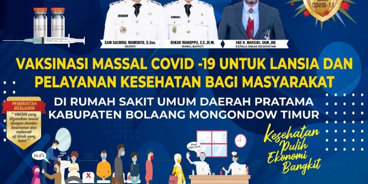 Sabtu, Pemkab Boltim Vaksinasi Massal Covid-19 untuk Lansia
