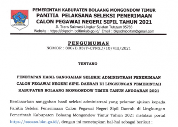 Simak, Ini Hasil Sanggahan Seleksi Administrasi CPNS Boltim