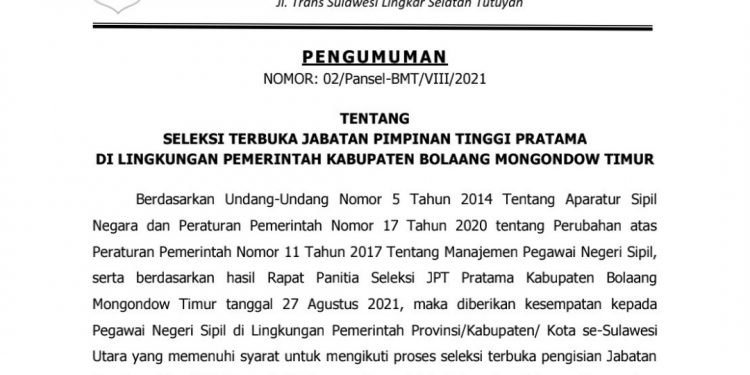 Jabatan Kadis Kominfo dan Sekretaris DPRD “Kurang Diminati”, Pansel Kembali Perpanjang Tahapan Pendaftaran