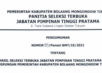 Ini Nama-nama Pejabat Boltim yang Dinyatakan Lulus Selter