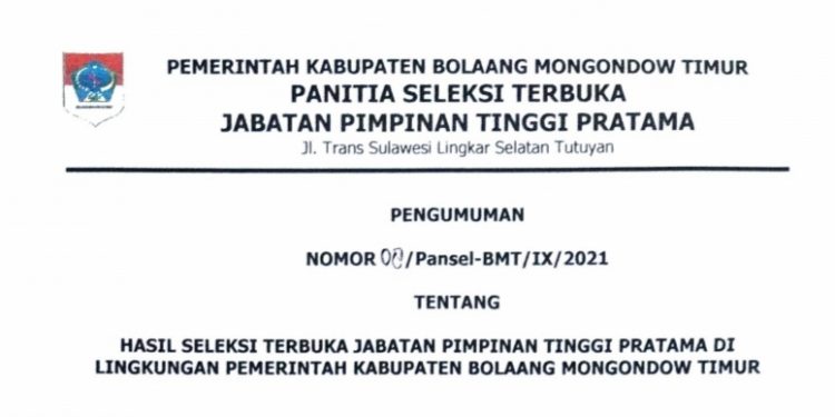 Ini Nama-nama Pejabat Boltim yang Dinyatakan Lulus Selter
