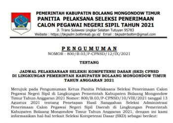 Pelamar Wajib Baca, Ini Jadwal dan Pembagian Sesi Ujian SKD CPNS Boltim
