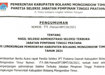 Dua Calon Sekwan dan Satu Calon Kadis Kominfo Boltim Gugur Ditahap Seleksi Administrasi
