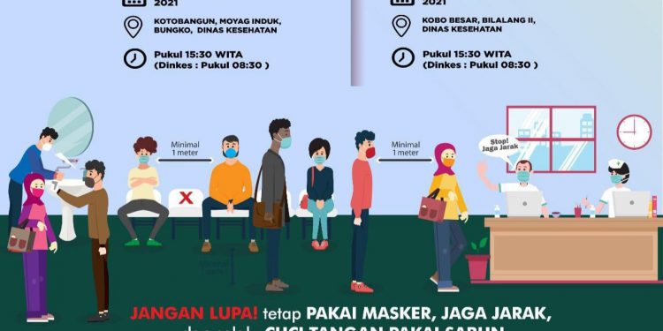 Sore ini, ada Vaksinasi Covid-19 di Kobo Besar dan Bilalang II