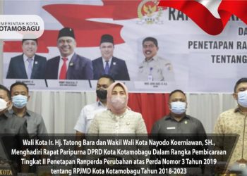 Wali Kota Kotamobagu Hadiri Paripurna Penetapan Ranperda Perubahan RPJMD 2018-2023