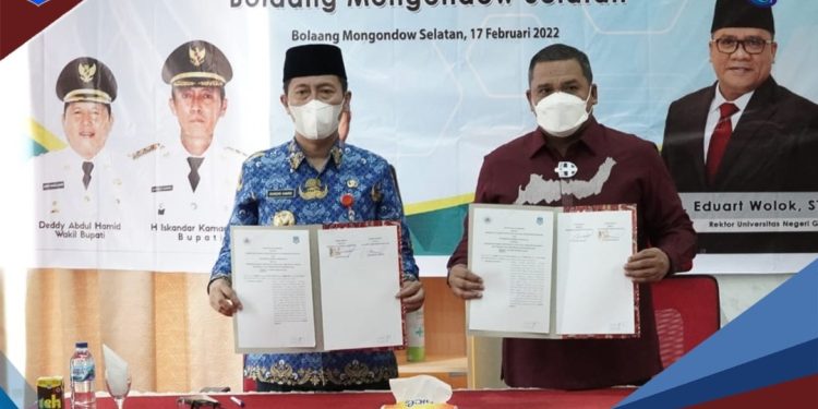 KILAS24.CO BOLSEL — Tingkatkan kualitas pendidikan di Kabupaten Bolaang Mongondow Selatan, Bupati dan Rektor UNG Teken MoU.