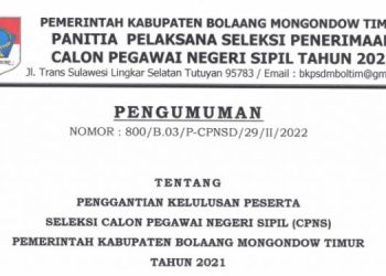 Pansel Umumkan Pengganti CPNS Boltim yang Meninggal Dunia