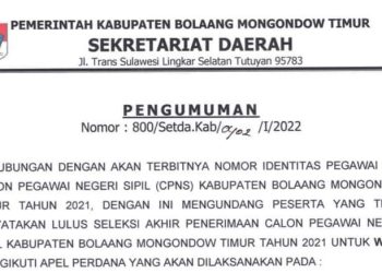7 Februari, Peserta CPNS Boltim 2021 Wajib Apel Perdana