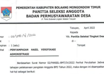 Ini Hasil Verifikasi Administrasi Calon BPD di Boltim