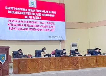 DPRD Bolmong Gelar Paripurna Penyerahan Rekomendasi Atas LKPj Bupati Tahun 2021