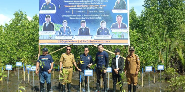 Serentak di 7 Provinsi, Bupati Boltim Tanam Mangrove di Pesisir Pantai Paret