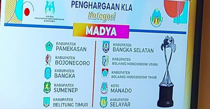 Pemkab Boltim Raih Penghargaan KLA Kategori Madya dari Kementerian P3A