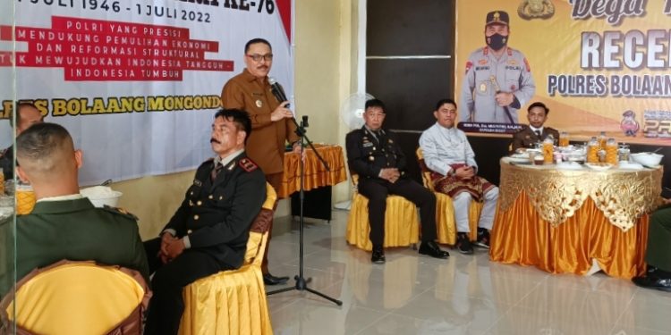 Bupati Limi Hadiri Syukuran HUT Bhayangkara ke 76 di Polres Bolmong