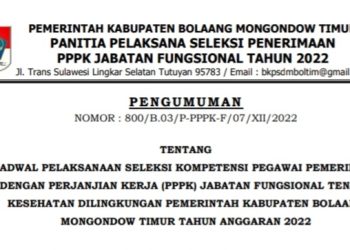 Pansel Umumkan Jadwal Seleksi Kompetensi PPPK Nakes Pemkab Boltim Tahun 2022