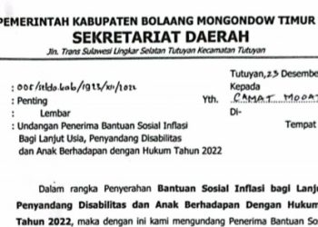 Besok 58 Lansia, Penyandang Disabilitas dan ABH di Kecamatan Mooat Terima Bansos