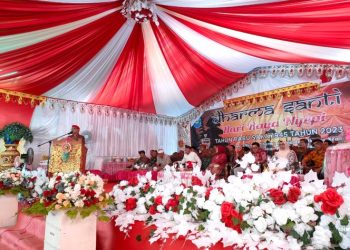 Bupati Limi Hadiri Perayaan Dharma Santi Hari Raya Nyepi Tahun Baru Saka 1945 di Desa Kosio