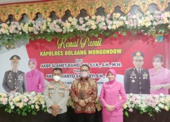 Pj Bupati Limi Hadiri Kenal Pamit Kapolres Bolmong