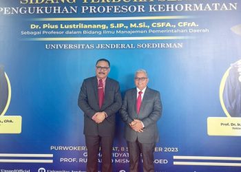 Pj Bupati Limi Hadiri Pengukuhan Profesor Kehormatan Pius Lustrilanang