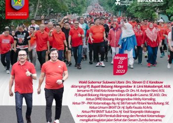 Jalan Sehat di Kotamobagu, Pj Bupati Limi Ikut dampingi Wagub Sulut