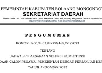 Cek Disini, Jadwal dan Lokasi Tes Seleksi Kompetensi PPPK Pemkab Bolmong