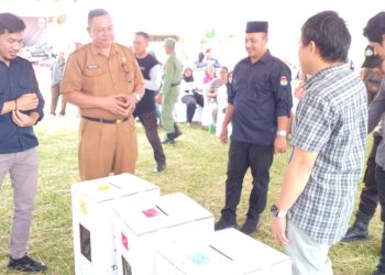KPU Boltim Gelar Simulasi Pemunggutan dan Perhitungan Suara Pemilu 2024 di Lapangan Ambang Modayag