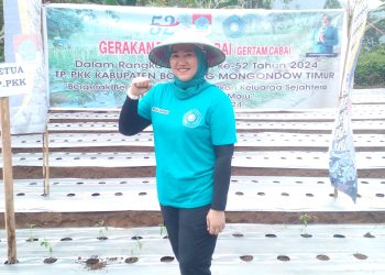 Peringati Hari Kesatuan Gerak PKK ke-52, Mama Icat Bersama TP-PKK Boltim Gelar Gertam Cabai di Desa Liberia Timur