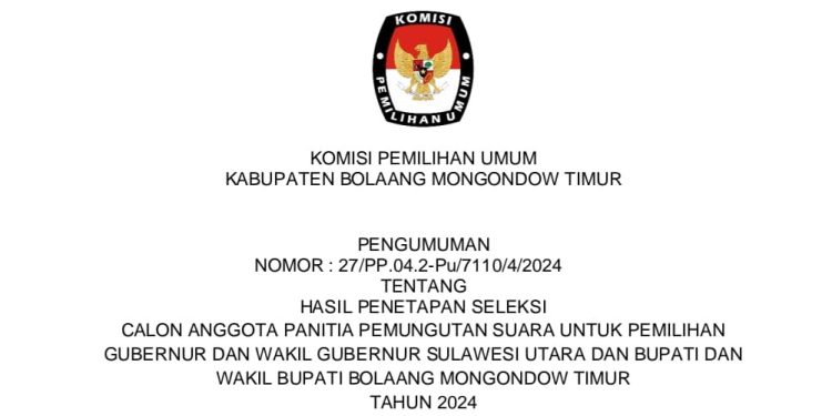 KPU Boltim Resmi Umumkan Hasil Tes Wawancara Calon PPS Pilkada 2024
