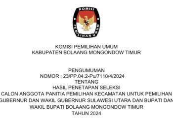 KPU Boltim Resmi Umumkan Hasil Penetapan Seleksi Wawancara Calon Anggota PPK Untuk Pilkada 2024