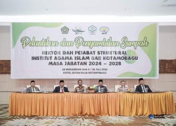 Pj Bupati Jusnan Mokoginta Hadiri Pelantikan Rektor IAI Kotamobagu