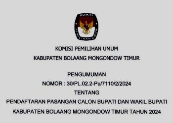 KPU Boltim Resmi Umumkan Paslon Bupati dan Wakil Bupati Tahun 2024