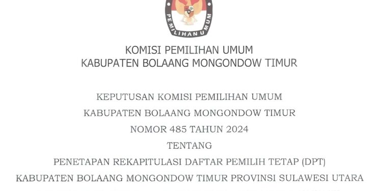 KPU Boltim Tetapkan 62.321 DPT Untuk Pilkda 2024