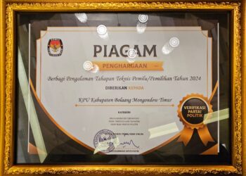 KPU Boltim Terima Penghargaan dari KPU RI Sebagai Terfavorit Pengelolaan Tahapan Verpol