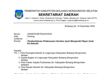 Pemkab Bolsel Terbitkan SE Gerakan Ayah Ambil Rapot ke Sekolah