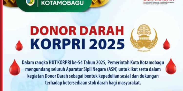HUT Korpri ke 54, Pemkot Kotamobagu Bakal Gelar Baksos Donor Darah